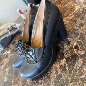 Rima&Joudi Classic Platform Mid-Heel Round Toe Lace Up Oxford Shoes Black WS 145